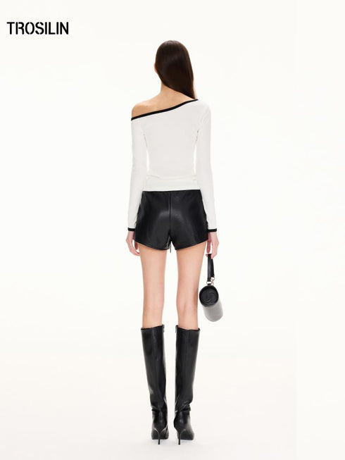 One-Shoulder Long Sleeve Top