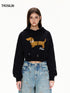 Cropped Hooded Embroidered Graphic Sweatshirt