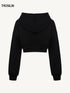 Cropped Hooded Embroidered Graphic Sweatshirt