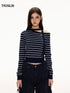 Off-Shoulder Striped Knit Top