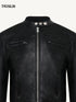 Structured Stand Collar Cropped Leather Jacket