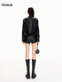 Structured Stand Collar Cropped Leather Jacket