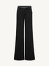 Slim Flared Mid-Waist Belted Trousers