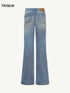Classic Monogram Patchwork Stretch Thick Flared Blue Denim Jeans