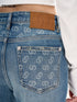 Classic Monogram Patchwork Stretch Thick Flared Blue Denim Jeans
