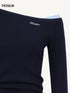 Color-Block Patchwork One-Shoulder Knit Top