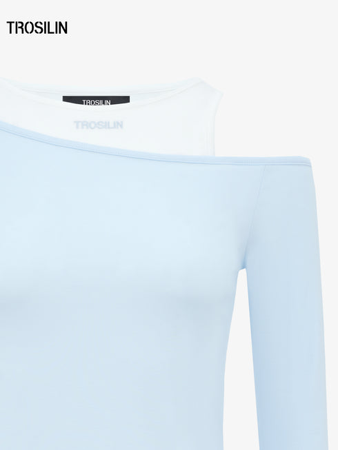 Mist blue layered long sleeve top