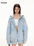 “Blue Tone Ring Stud” Deconstructed Denim Jacket
