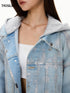 “Blue Tone Ring Stud” Deconstructed Denim Jacket