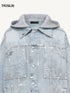 “Blue Tone Ring Stud” Deconstructed Denim Jacket