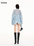 “Blue Tone Ring Stud” Deconstructed Denim Jacket