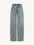 Ink-Splatter Crescent Jeans