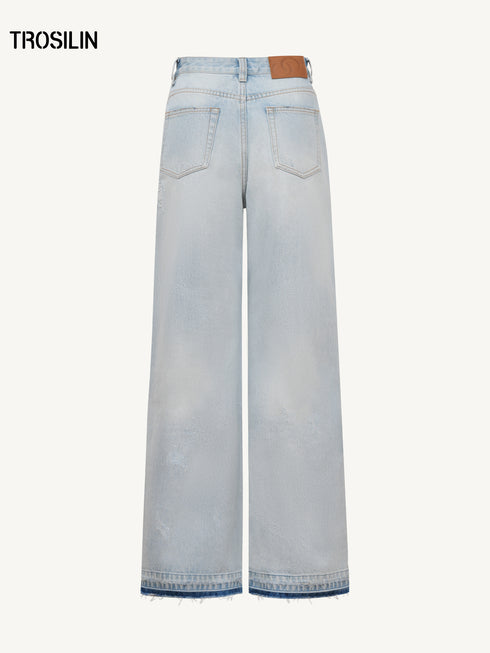 Distressed Paint-Splatter Jeans