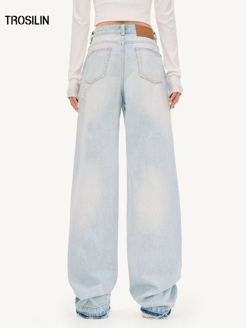 Distressed Paint-Splatter Jeans