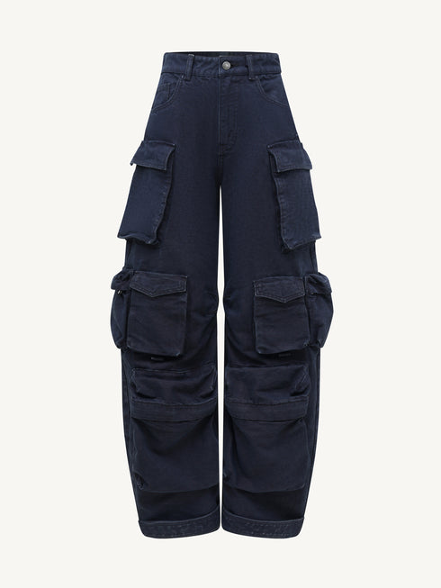 Multi-Pocket Barrel-Leg Utility Pants