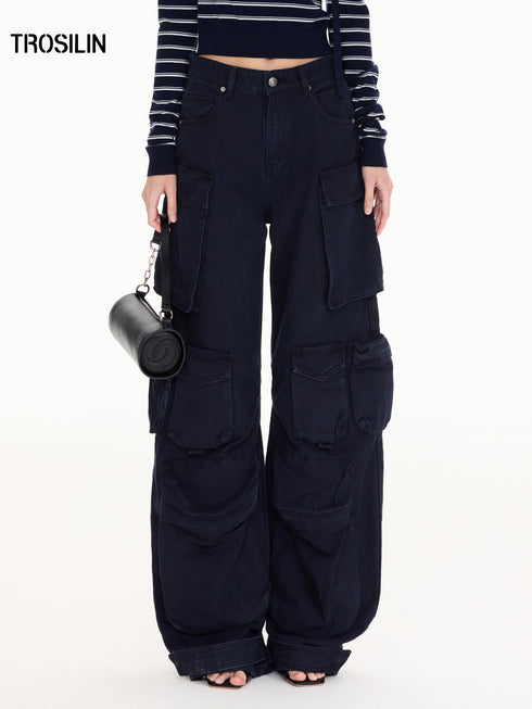 Multi-Pocket Barrel-Leg Utility Pants