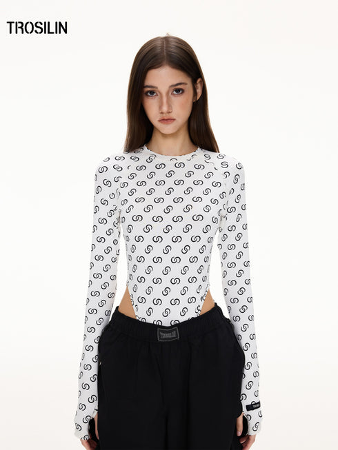 Retro-Futuristic Monogram Bodysuit
