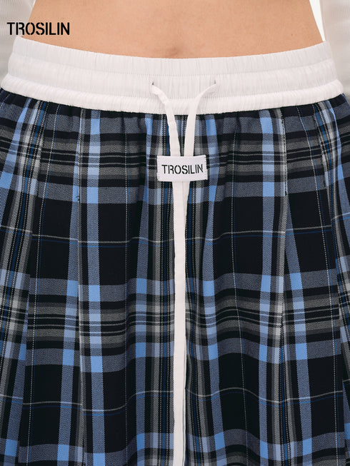 Patchwork Plaid Casual Pants