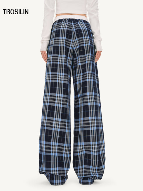 Patchwork Plaid Casual Pants