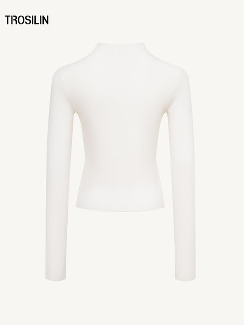 Mock Neck Wool Knit Sweater