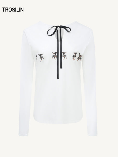 Reversible Ballet Ribbon Long Sleeve Top
