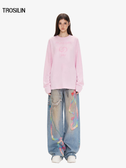 Vintage Spray Graphic Long Sleeve T-shirt