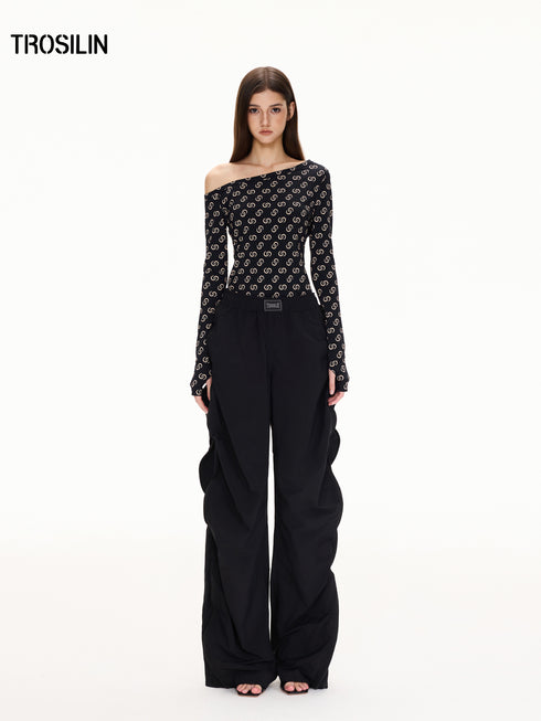 All-Over Print Asymmetric One-Shoulder T-Shirt