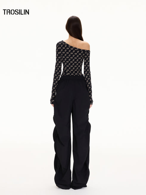 All-Over Print Asymmetric One-Shoulder T-Shirt