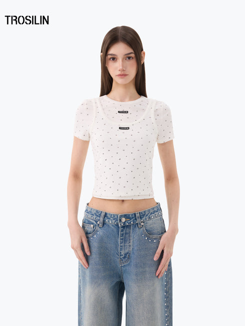 Polka Dot Layered Two-Piece T-Shirt