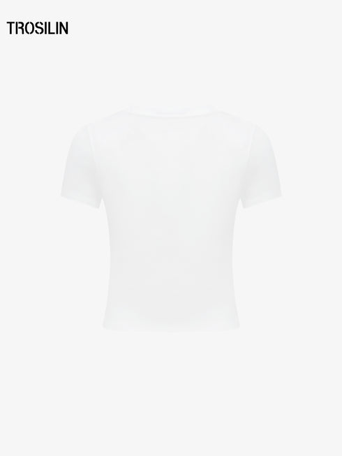 White crystal slim-fit short sleeve t-shirt