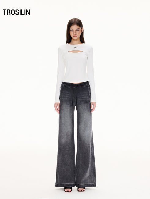 Hollow-Out Long Sleeve T-Shirt