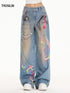 Ink Splatter Curved Wide-Leg Jeans