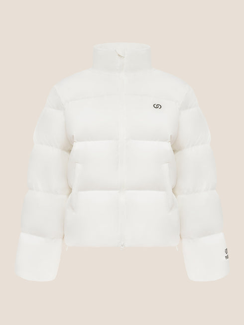 High-Neck Embroidered Puffer Down Jacket