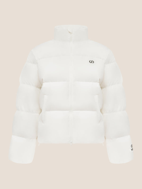 High-Neck Embroidered Puffer Down Jacket