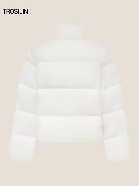 High-Neck Embroidered Puffer Down Jacket