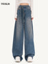 New Starry Rhinestone Wide-Leg Denim Pants