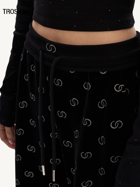 All-Over Logo Velvet Straight-Leg Pants