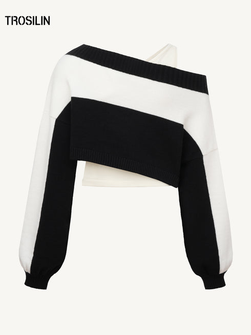 Off-Shoulder Layered Knit Set