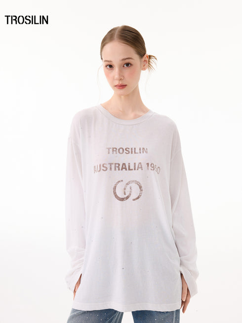 Vintage Spray Paint Distressed Long Sleeve T-Shirt