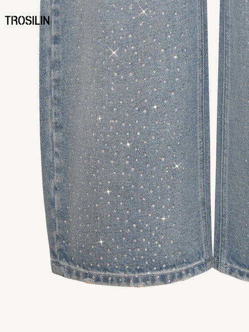 Inside-Out Rhinestone Denim Jeans