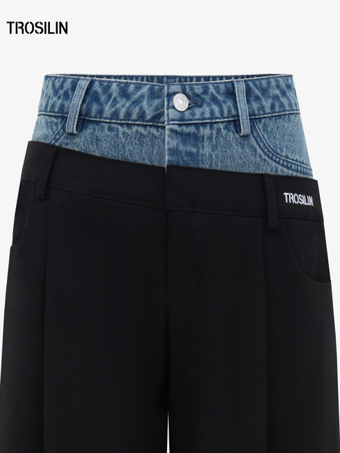 Deconstructed Patchwork Wide Leg Pants