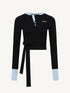 Contrast Lace-Up Long Sleeve Tee