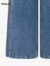 Crystal Strap Asymmetric Waist Wide-Leg Denim Jeans