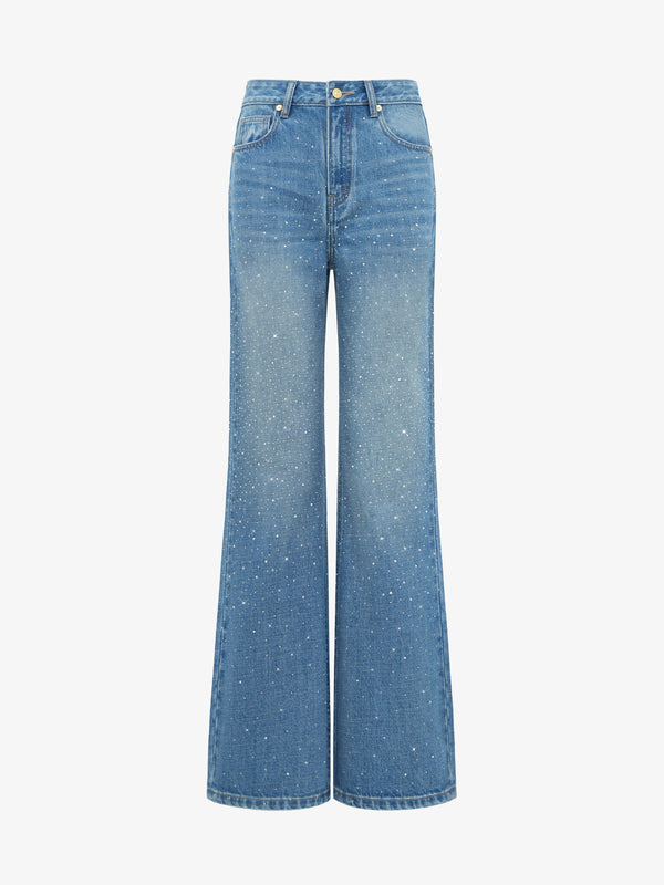 Indigo Crystal Flared Pants