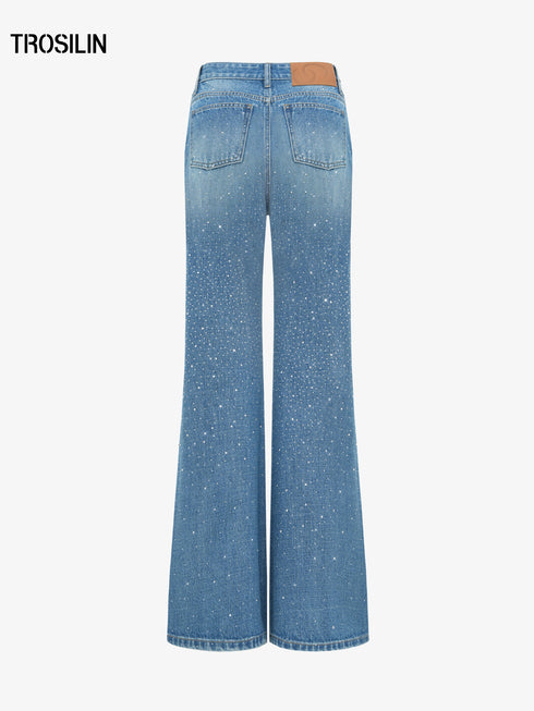 Indigo Crystal Flared Pants