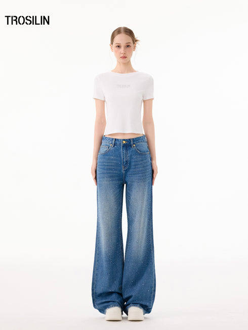 Indigo Crystal Flared Pants