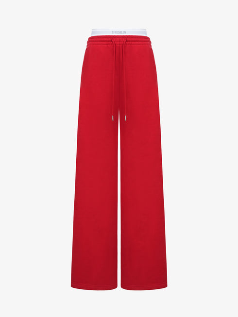 Avenue Red Layered Waistband Sweatpants
