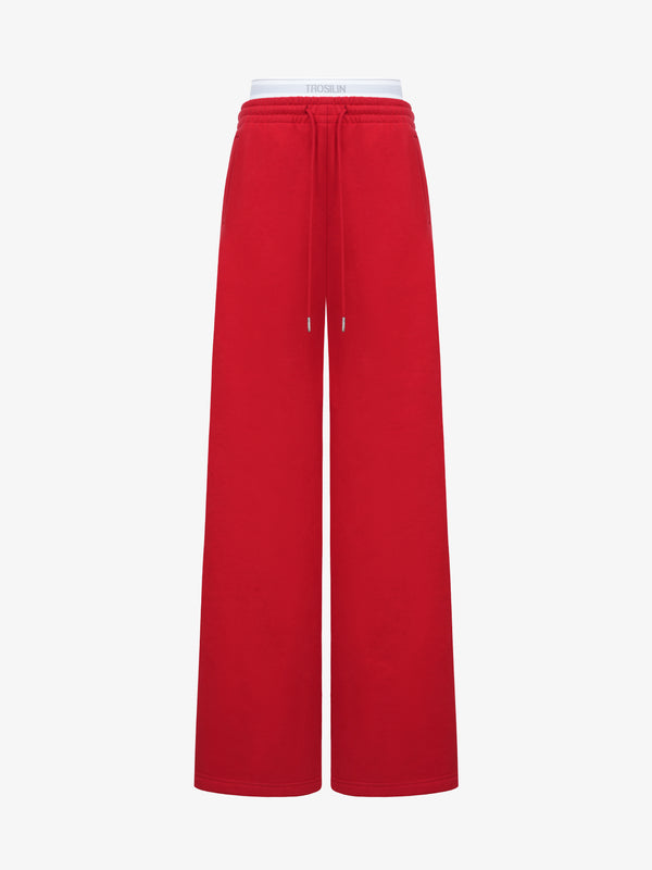 Avenue Red Layered Waistband Sweatpants