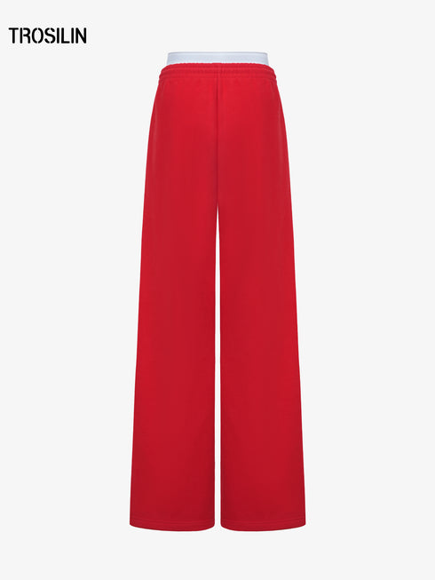Avenue Red Layered Waistband Sweatpants