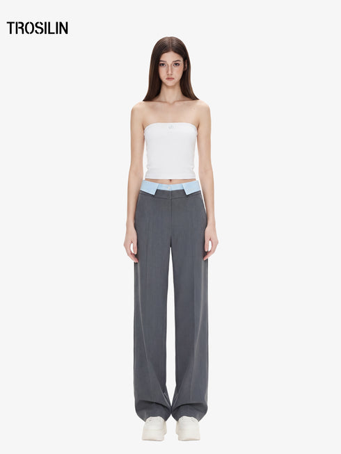 Hybrid fog gray wide-leg trousers
